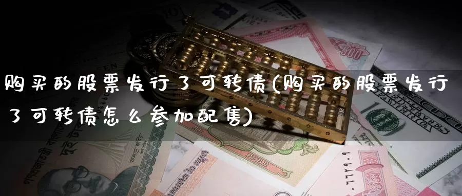 购买的股票发行了可转债(购买的股票发行了可转债怎么参加配售)_https://www.zzcnk.com_股票_第1张